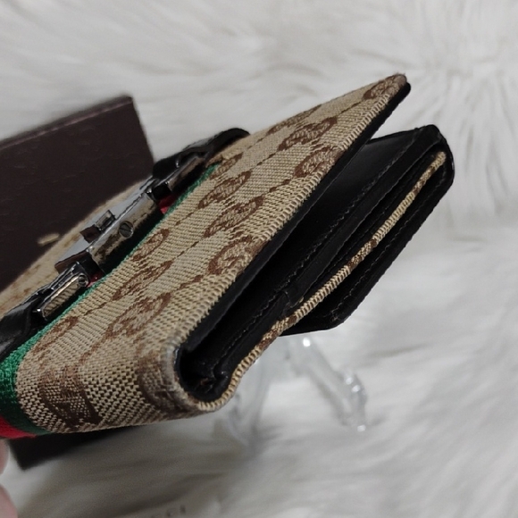 Authentic Gucci GG Canvas Web Sherry Line Jacket Vtg Wallet W Box - Picture 7 of 16